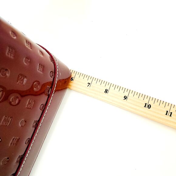 Arcadia Red Patent Leather Bag Satchel Md in Italy Burgundy Designer Top Handle - Picture 6 of 10